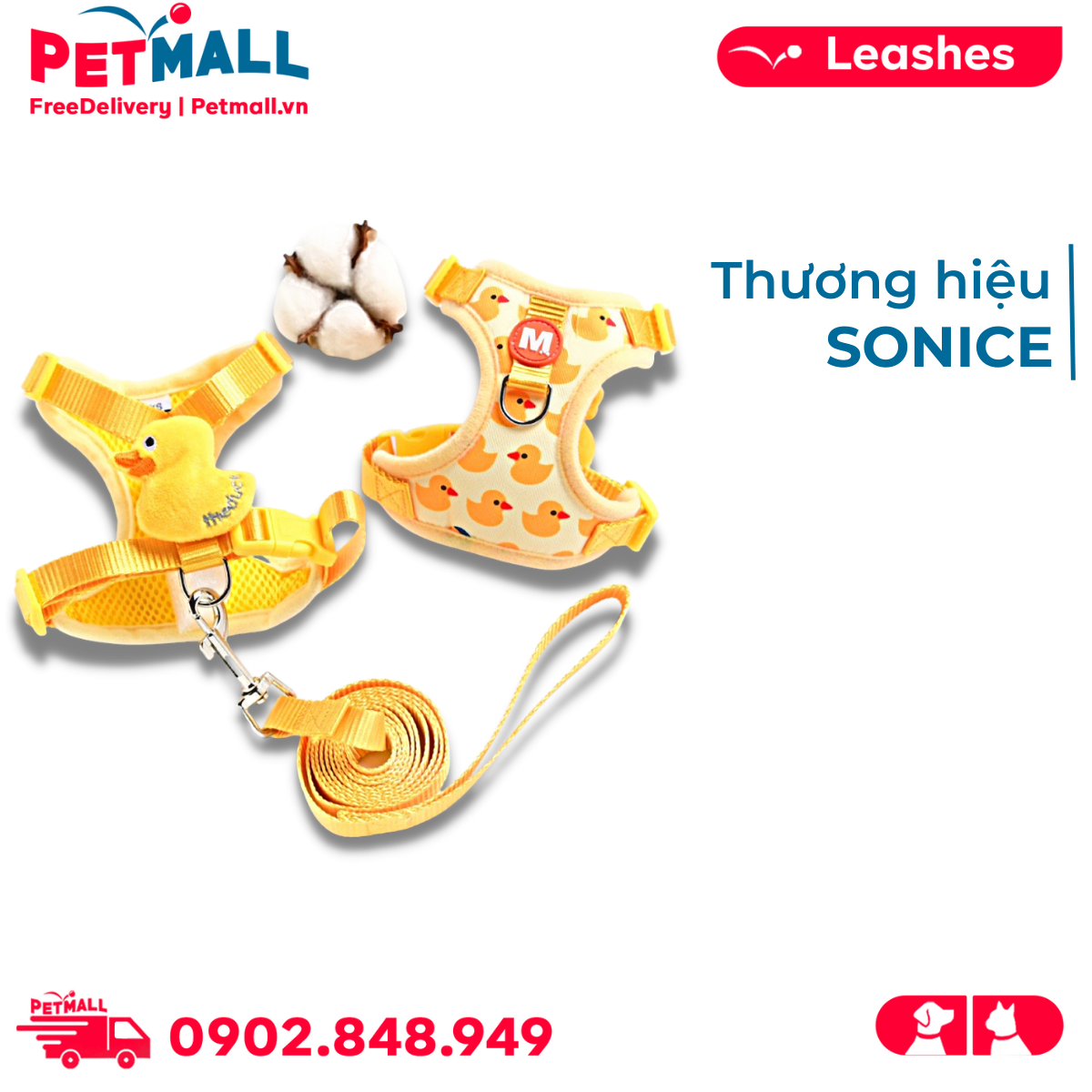 Set yếm + dây dắt SONICE Bechon Duck Petmall