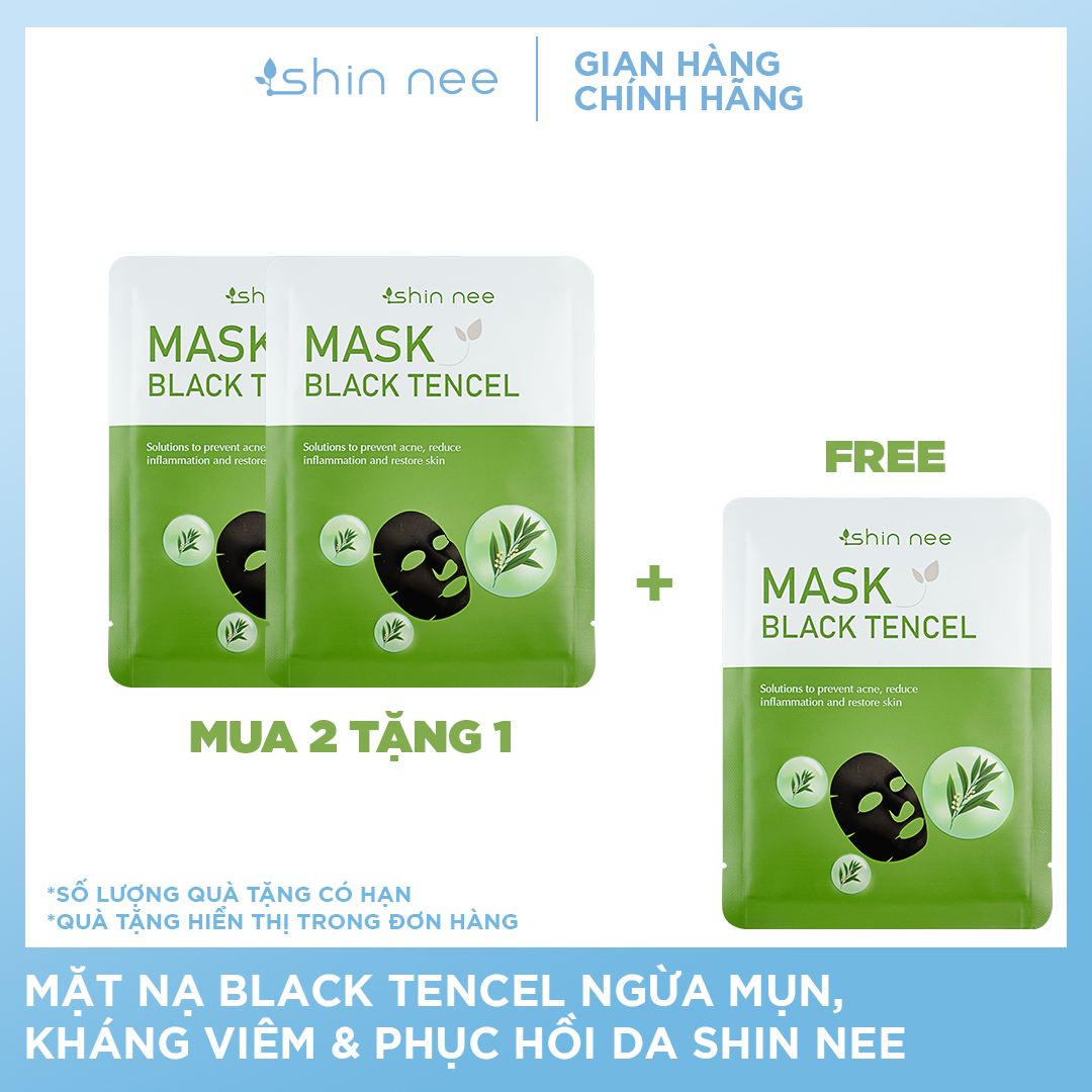 Mặt nạ Black Tencel ngừa mụn, kháng viêm và phục hồi da Shin Nee 1 (miếng)