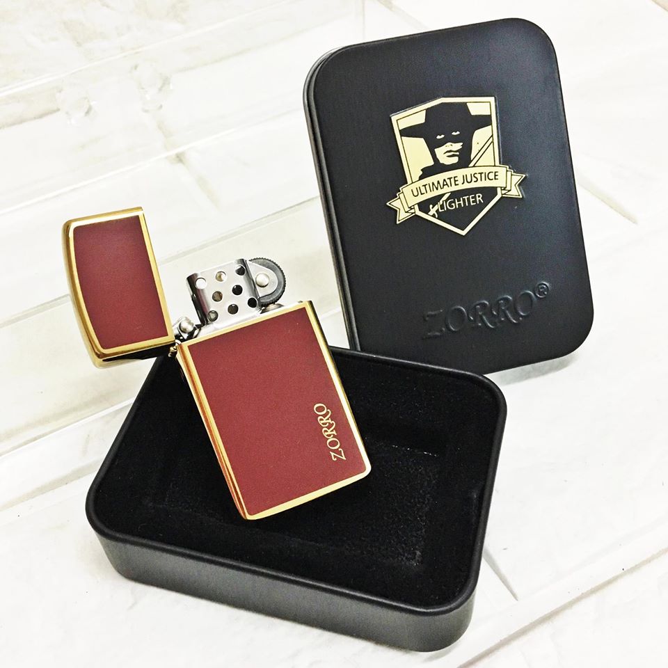 BẬT LỬA, HỘT QUẸT ZIPPO ZORRO ULTIMATE MÀU VÀNG ĐỎ FULL BOX