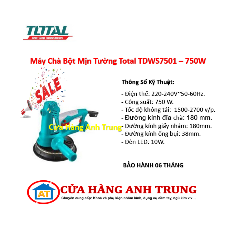 Máy chà bột mịn tường Total TDWS7501 - 750W