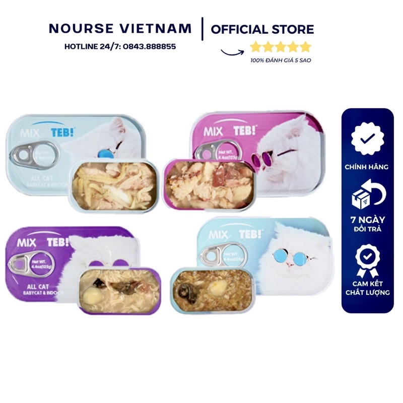 Pate Teb TM mix vị bổ sung dinh dưỡng, tăng cân cho mèo con và mèo indoor