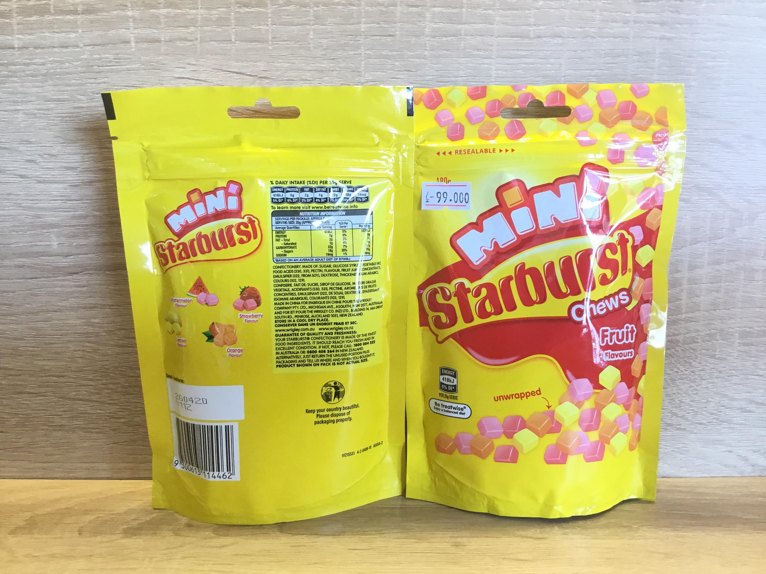 Kẹo dẻo Mini Starburst - Fruit Flavour (Vị Trái cây)