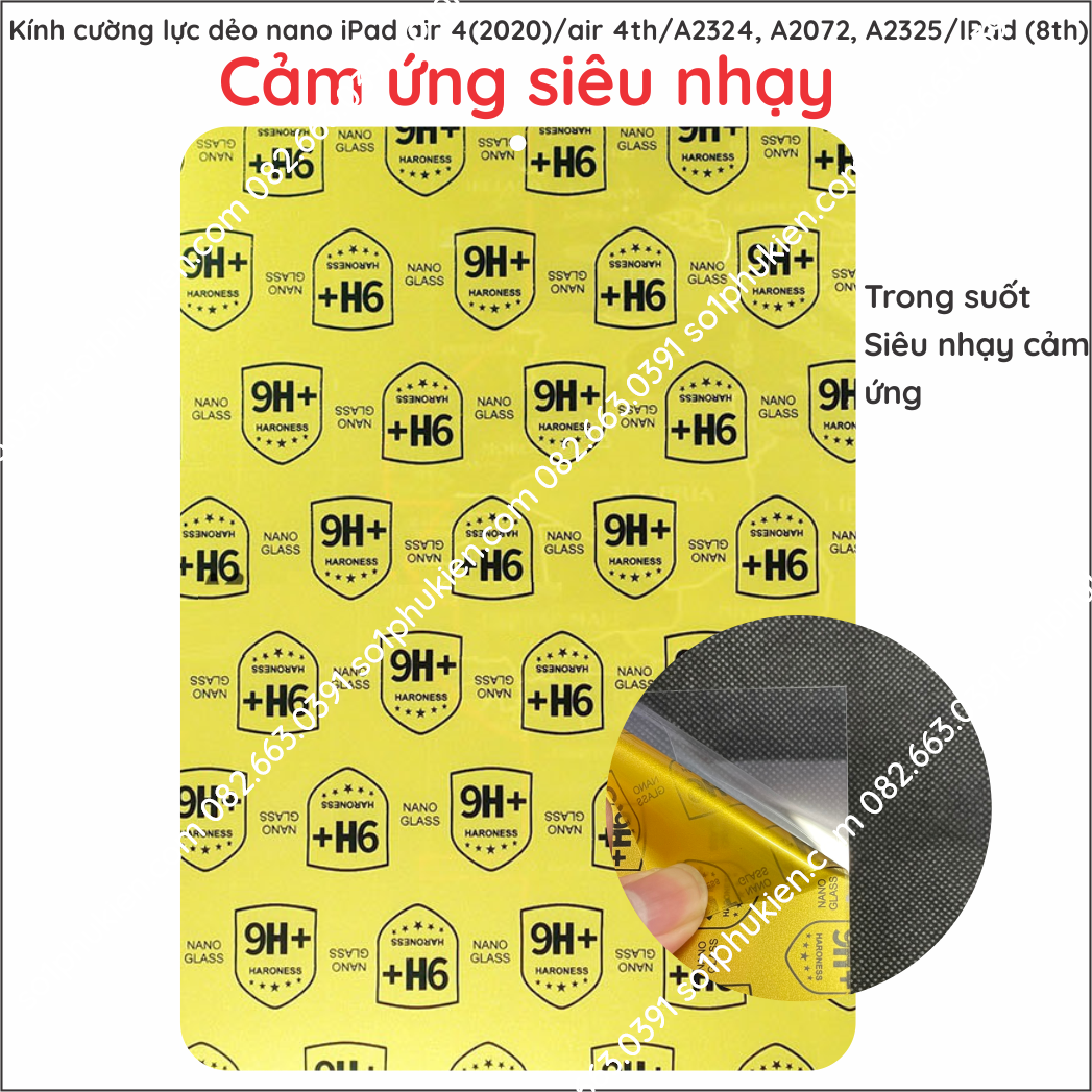 Dán cường lực dẻo nano IPad Pro 12.9 / IPad air 4 (2020) ipad air 4 ipad air 4th A2324, A2072, A2325 / IPad (8th)