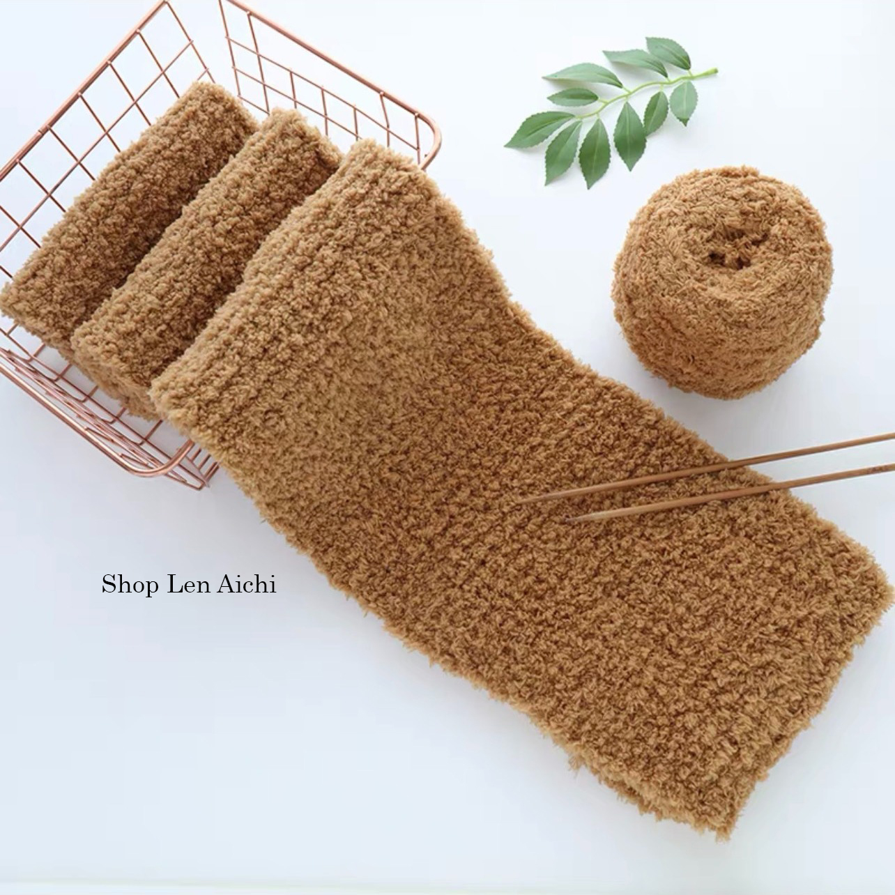 Set nguyên Liệu đan khăn lông cừu + video hướng dẫn.