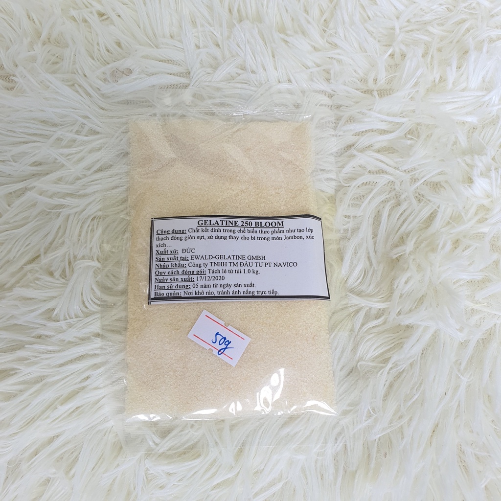 [Hàng Siêu Đẹp] Bột Gelatin Đức Bloom 250 Tách lẻ gói 50gr hút chân không