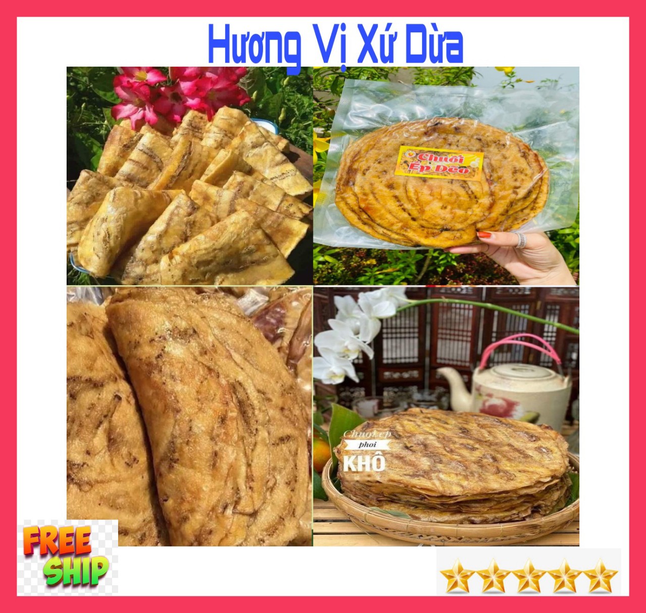 (FREESHIP) 1kg chuối xiêm ( chuối sứ) phơi khô Bến Tre