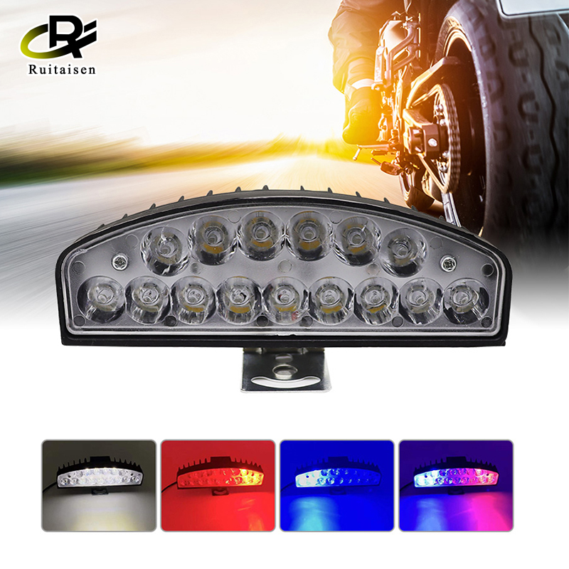 Đèn pha xe máy 15 bóng led đèn pha xe máy nhấp nháy màu đỏ và xanh dương
