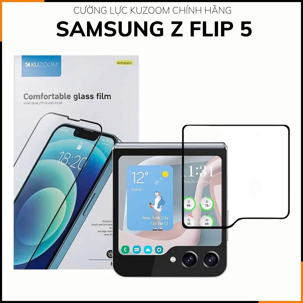 Kính cường lực samsung z fold 5 / z flip 5 / fold 4 trong suốt full màn hình chính hãng kuzoom