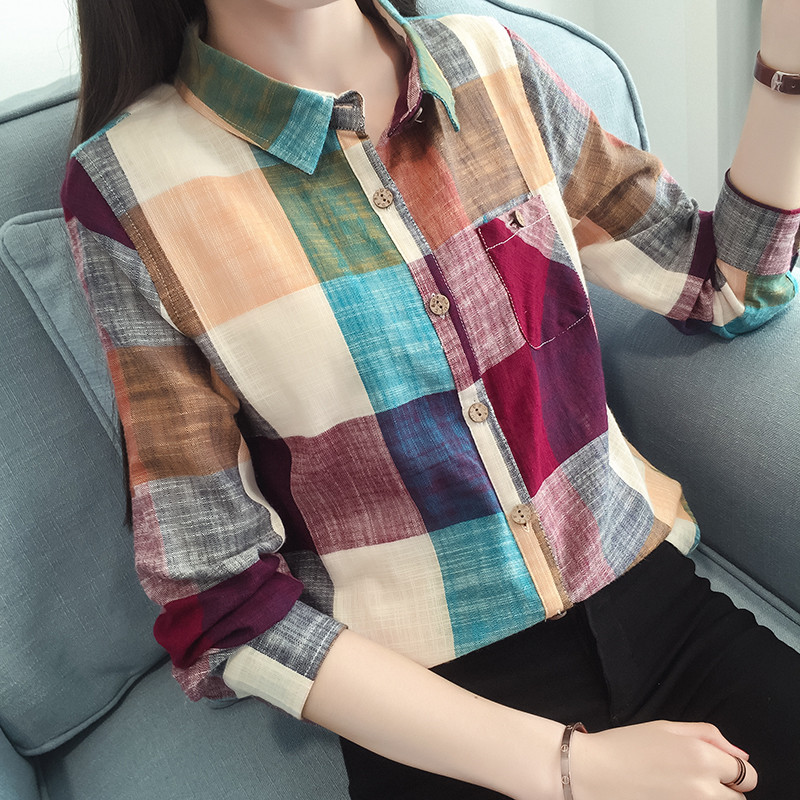 Áo sơ mi nữ kẻ caro phối màu trẻ trung, cá tính S02