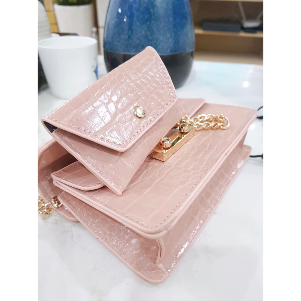 Set túi 2 món có ví nhỏ kèm theo size mini quai xích độc lạ TDC09