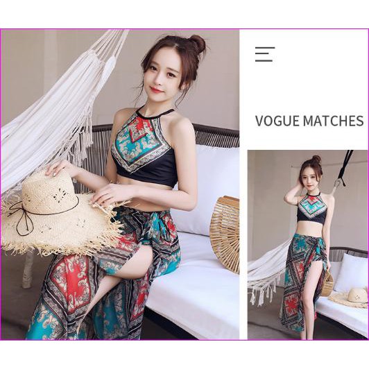 Bộ bikini áo yếm kèm khăn