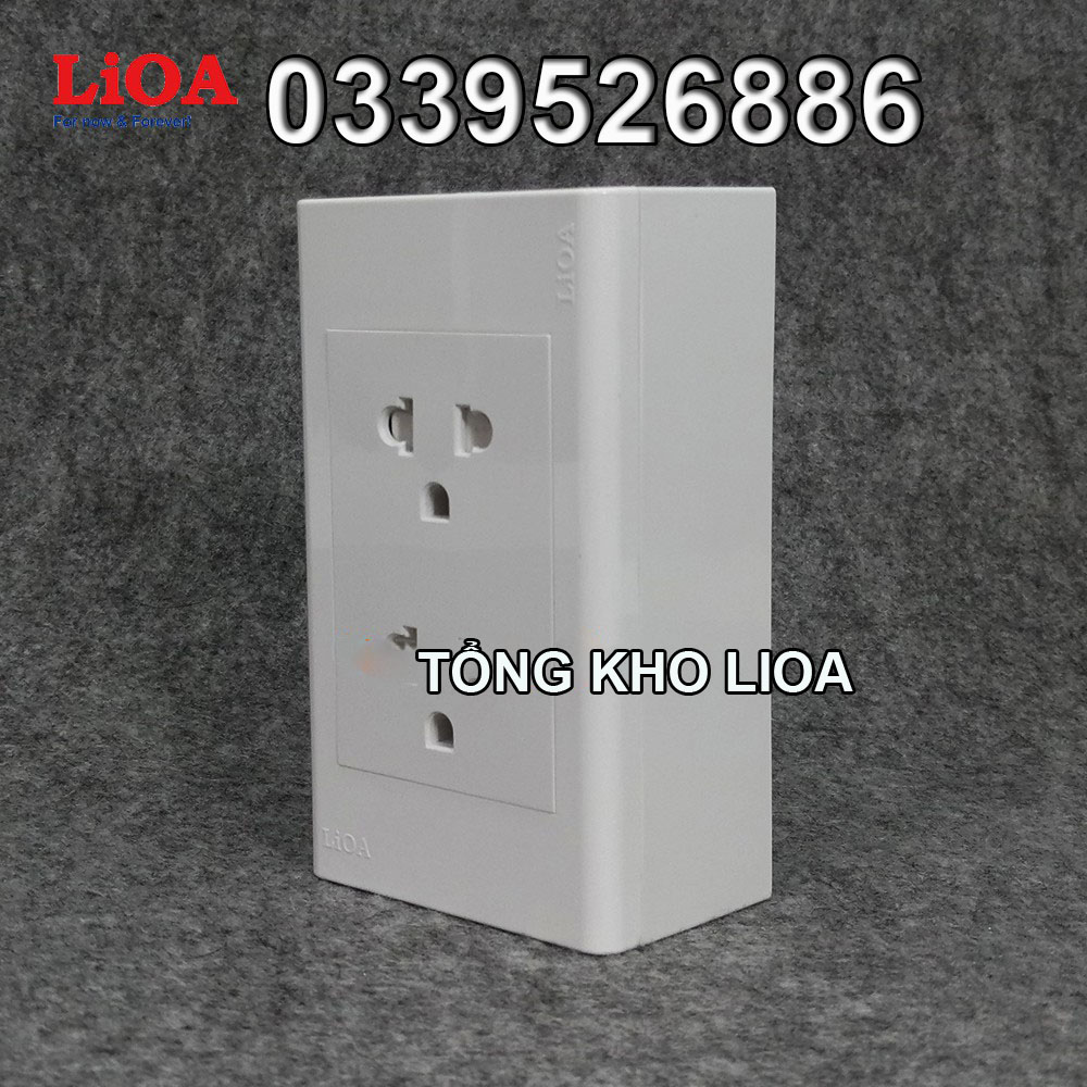 Combo ổ cắm điện đôi 3 chấu 16A LiOA (3520W) - Lắp nổi
