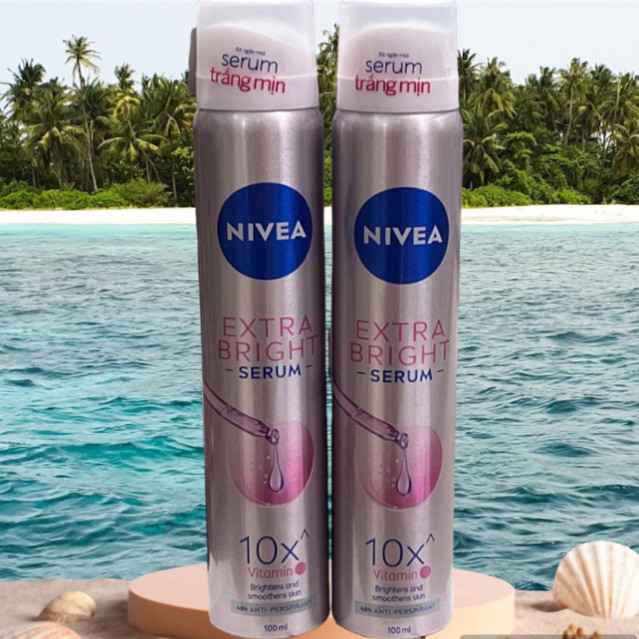 Combo 2 chai xịt khử mùi trắng mịn nivea extra bright serum 100ml