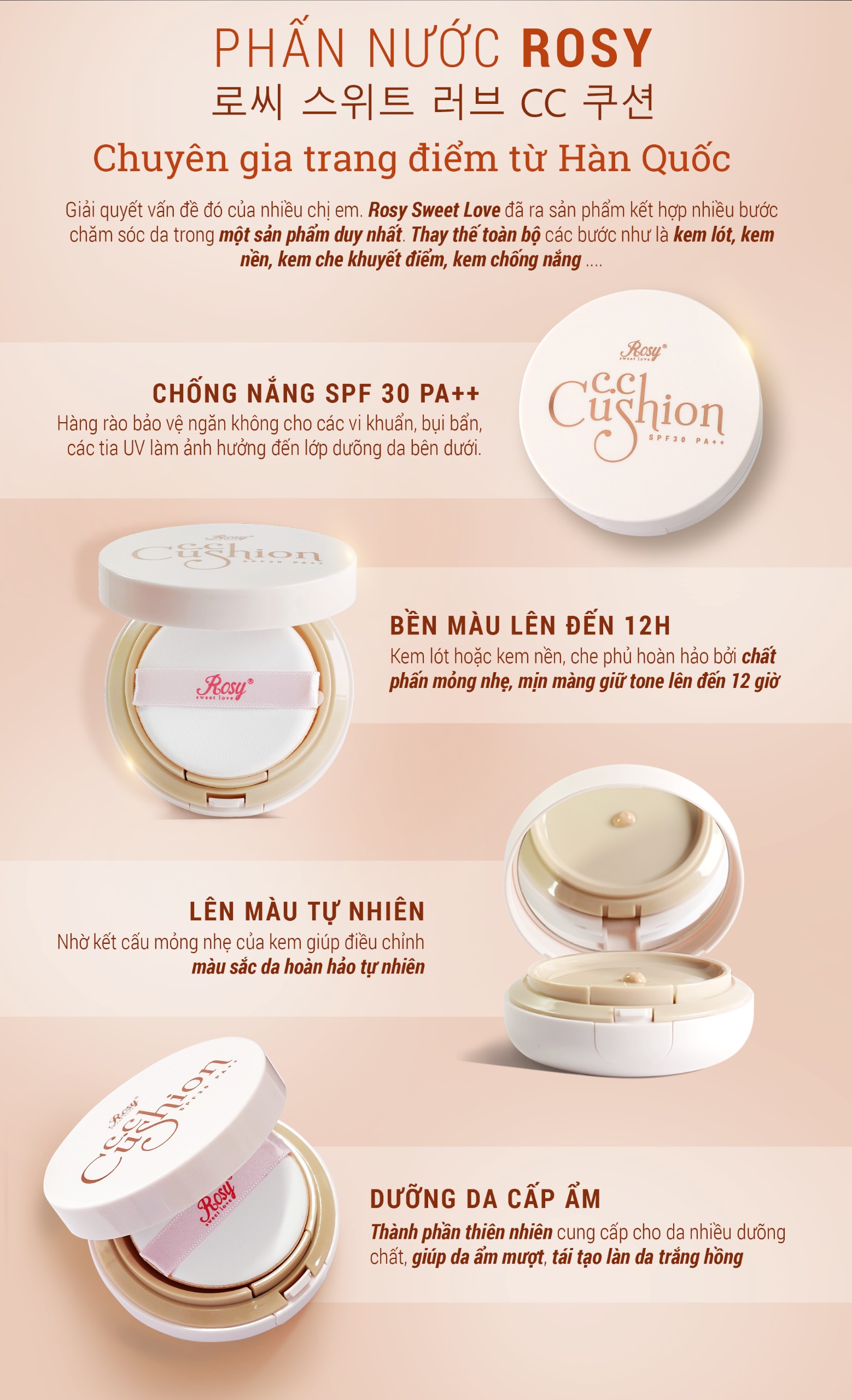 [Chính Hãng] phấn nước cc cushion rosy nhập khẩu hàn quốc