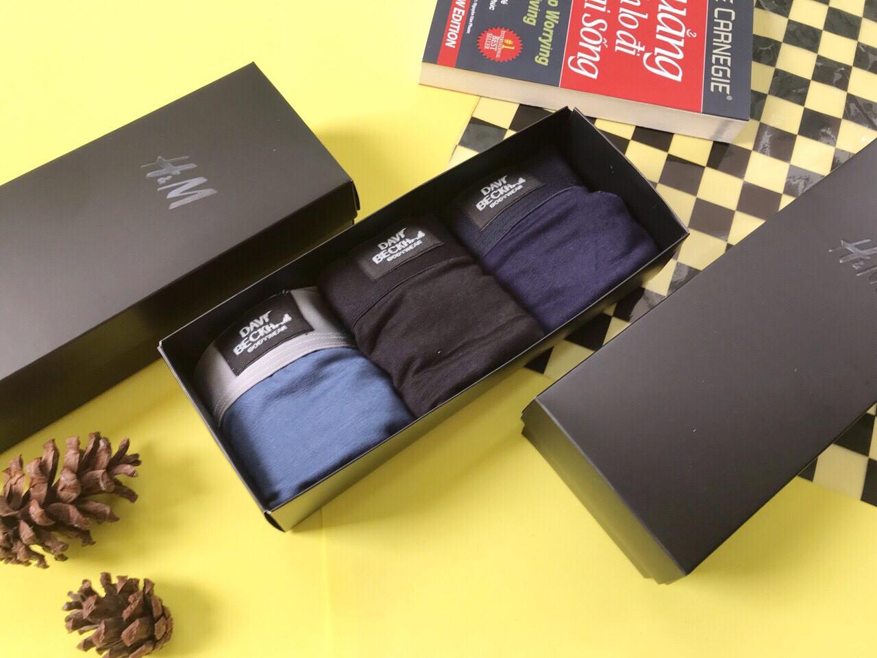 Hộp 3 chiếc quần sịp đùi quần lót nam Boxer thông hơiHM David Beckham cao cấp