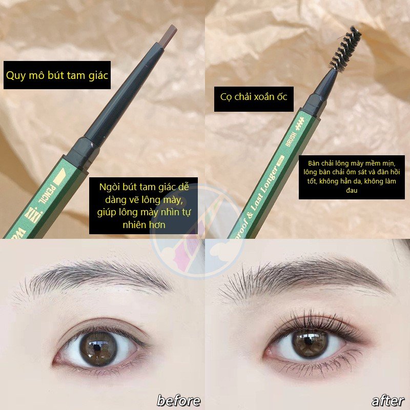 Chì Kẻ Mày Chống Nước Lâu Trôi Xixi Water & Last Longer Eyebrow Pencil