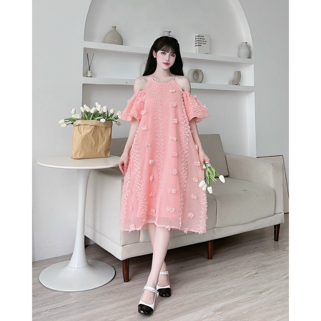 váy bầu đẹp, đầm bầu von nhẹ 2 lớp mềm nhẹ