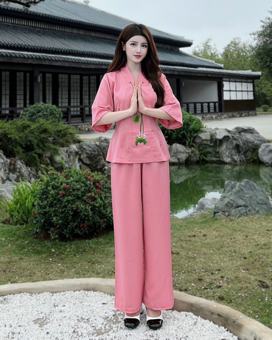 Đồ Lam Đi Chùa # Bộ Bà Lai Lụa Sen # Quần Áo Nữ