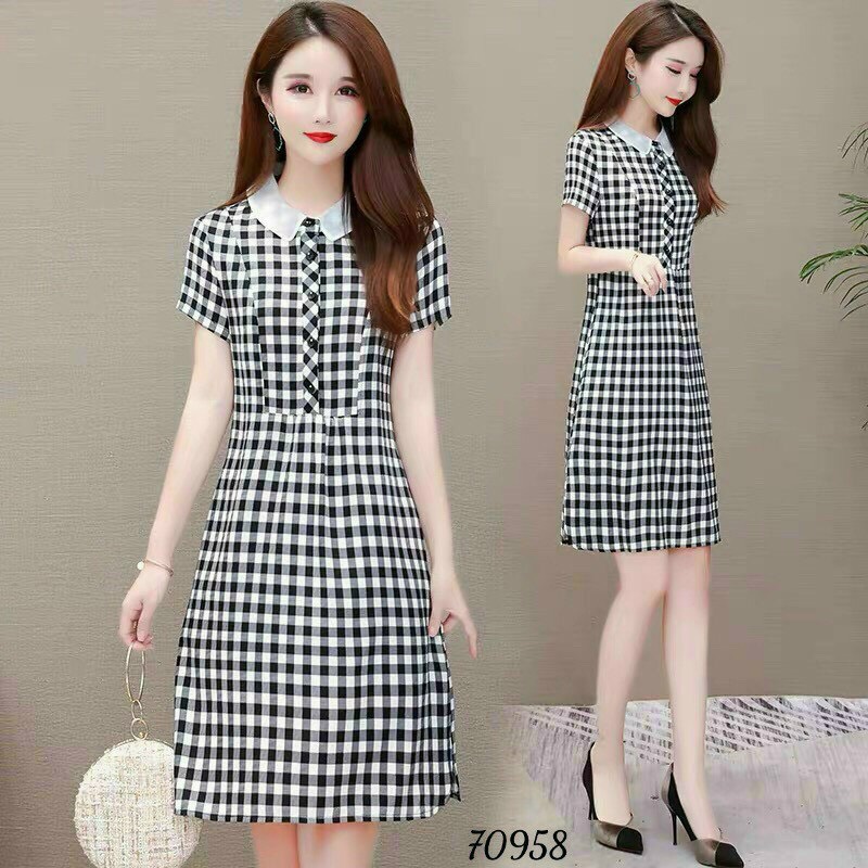 Đầm lụa kẻ sọc xinh sắn cổ sen tiểu thư,,dạo phố,,công sở.....đều đẹp chất lụa mềm mịn thời trang bq fashion