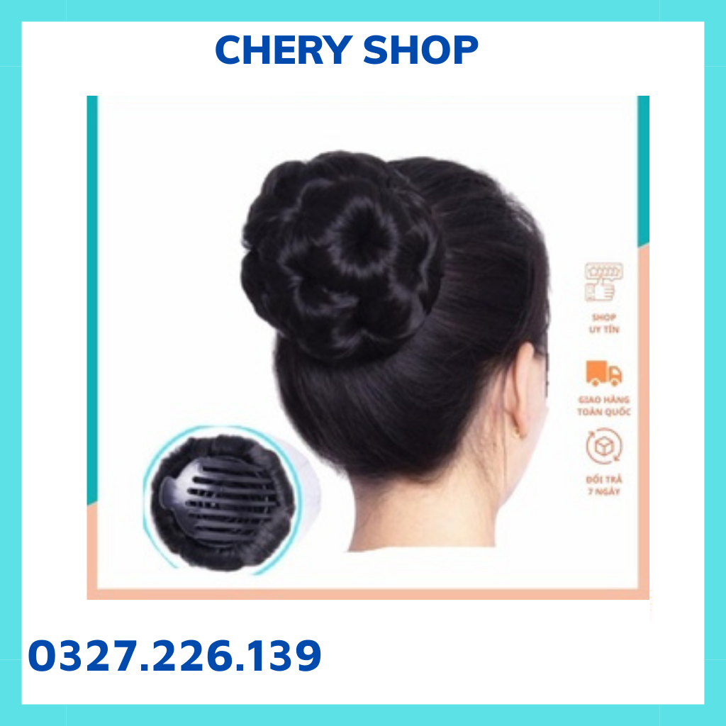 Tóc giả búi - Tóc giả búi hoa kẹp trung niên