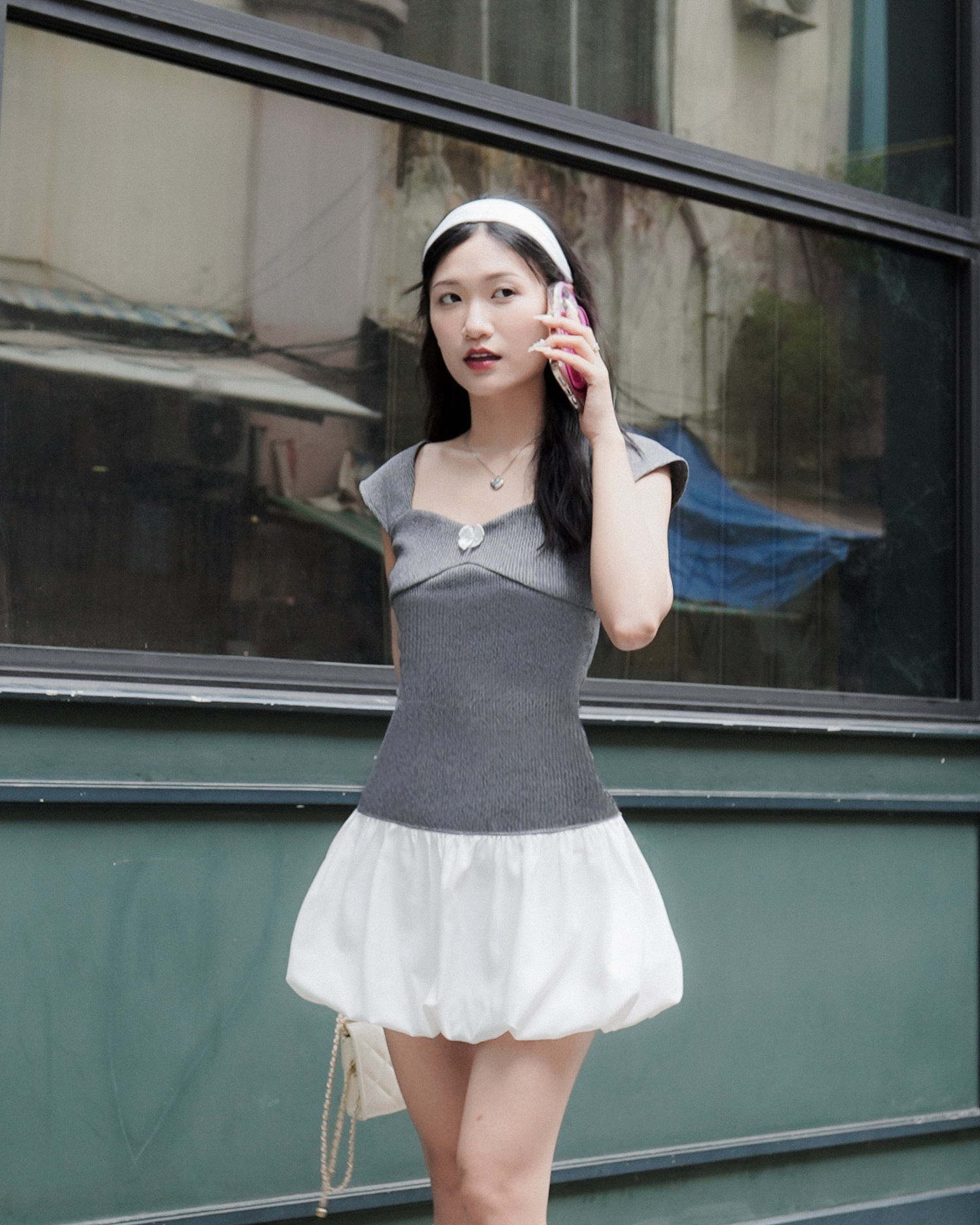 DALLA Đầm thun dây đuôi phồng (D24)