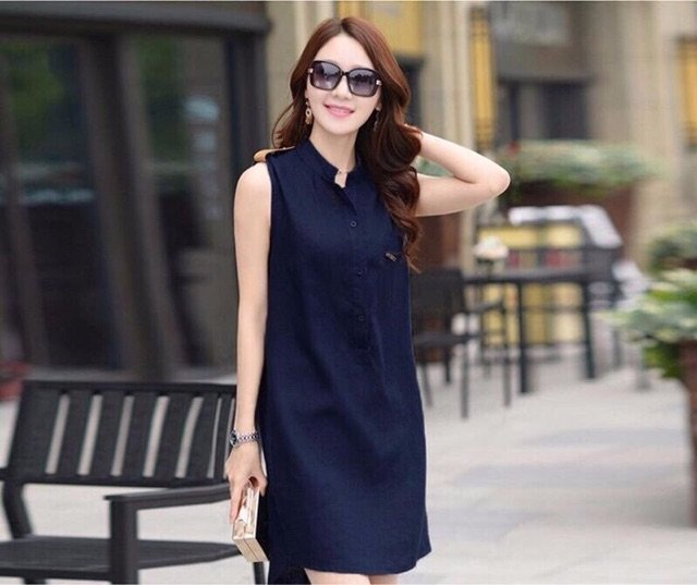 Đầm Jeans Tia Kéo Ngực Cao Cấp D583 ( KHÔNG KÈM NỊT )