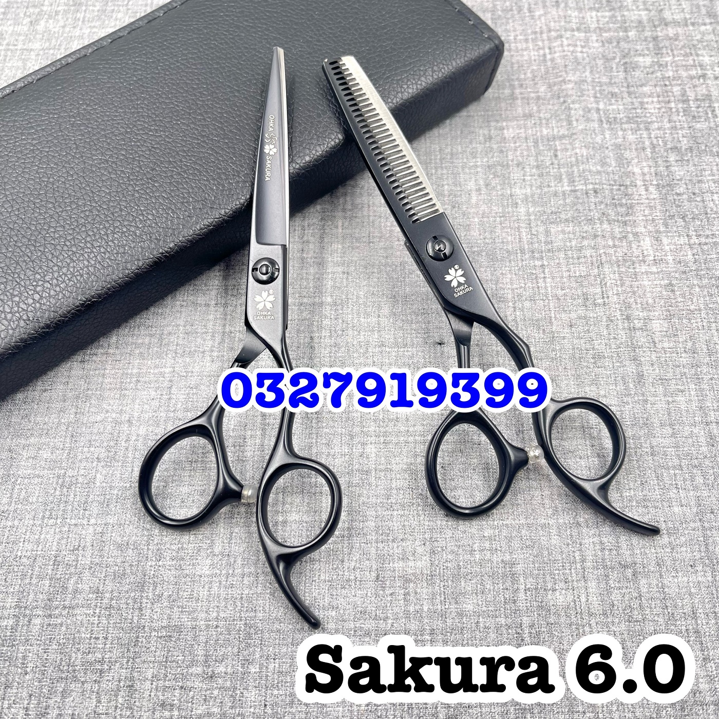 SAKURA đen Kéo Cắt Tóc Cao Cấp Nhật Bản 6.0 inch Hồng Thép S440C Độ Cứng Trên 62HRC Lưỡi Sắc Bén Chất Lượng Tuyệt Vời