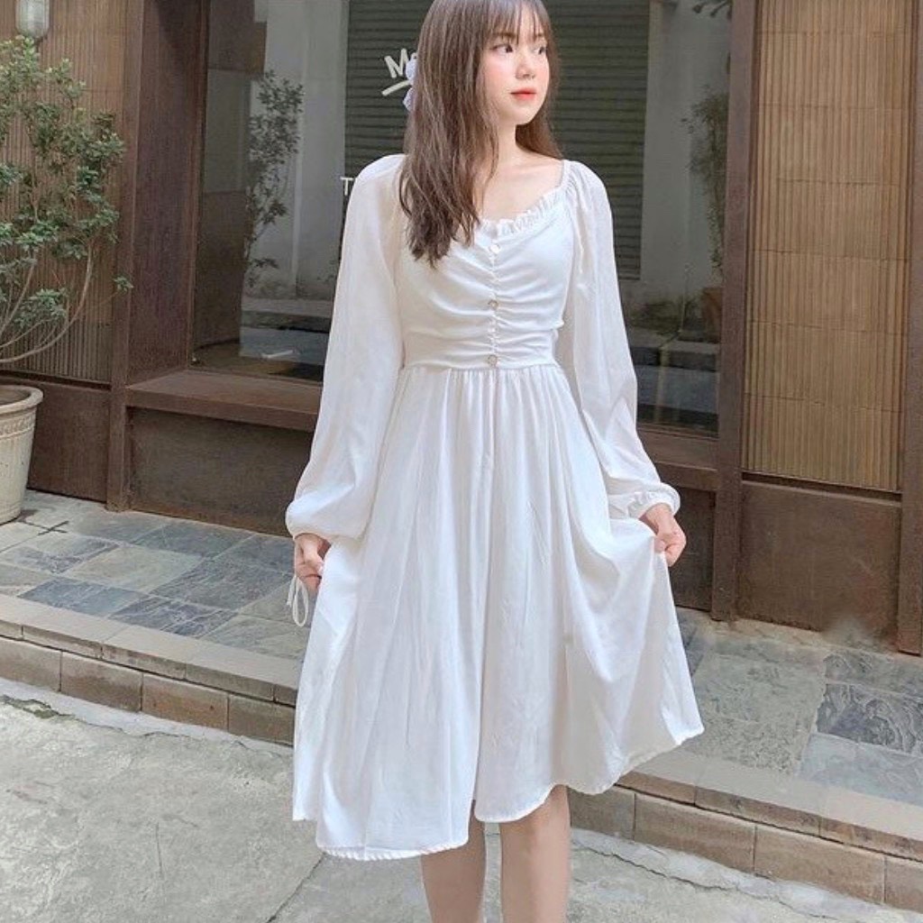 Sẵn 1 trắng) Váy nhăn bánh bèo 2 màu đen trắng hàng Quảng Châu | Shopee  Việt Nam