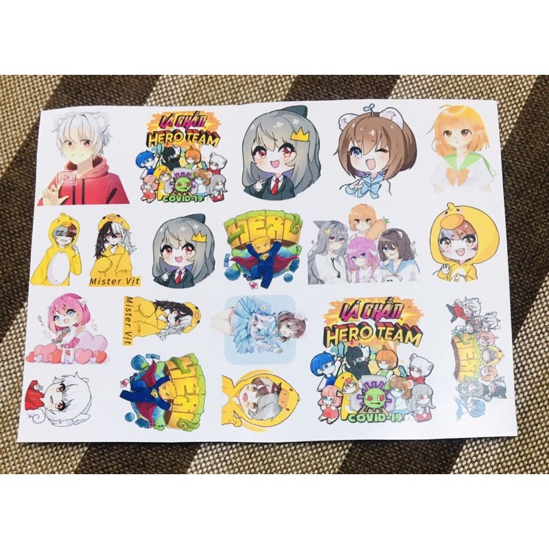 set 30-50 sticker hero team ép lụa cắt laze có đề can bóc dán