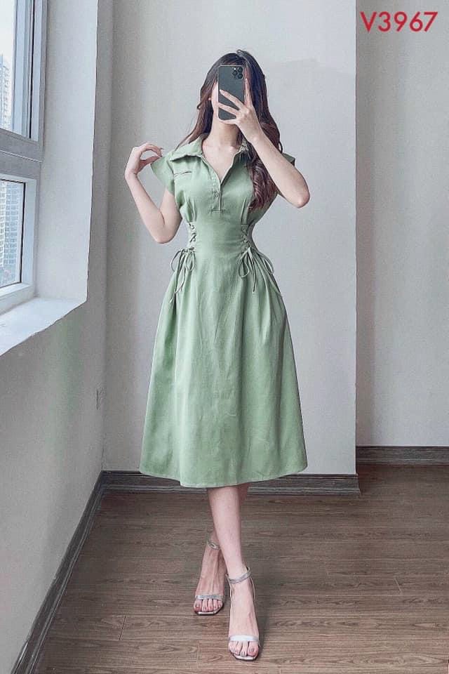 ĐẦM SƠ MI PHỐI DÂY NƠ 2 BÊN EO CỰC XINH