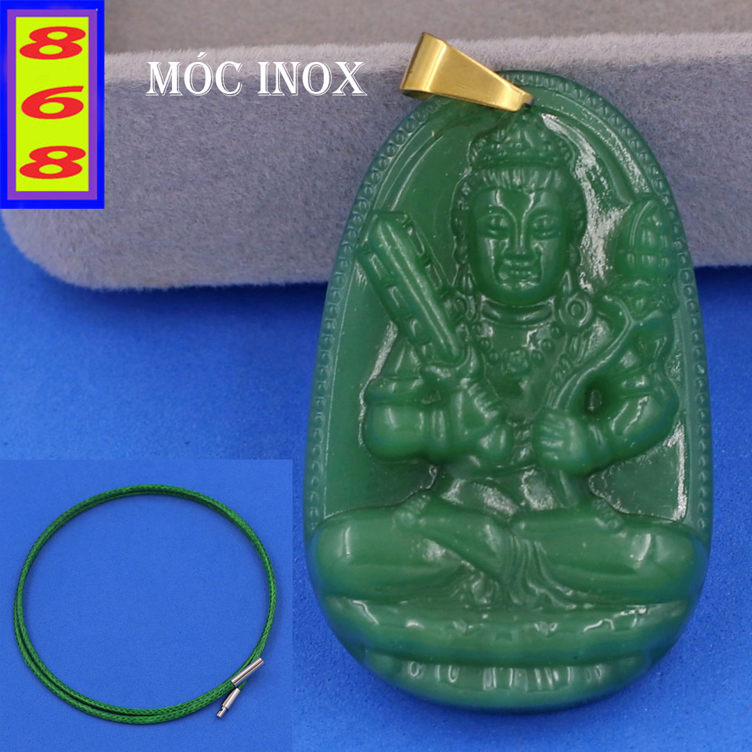 [HCM]Mặt phật Hư Không Tạng Bồ Tát thạch anh xanh 5cm - Phật bản mệnh tuổi Sửu, Dần - Mặt size lớn - Mang lại may mắn bình an