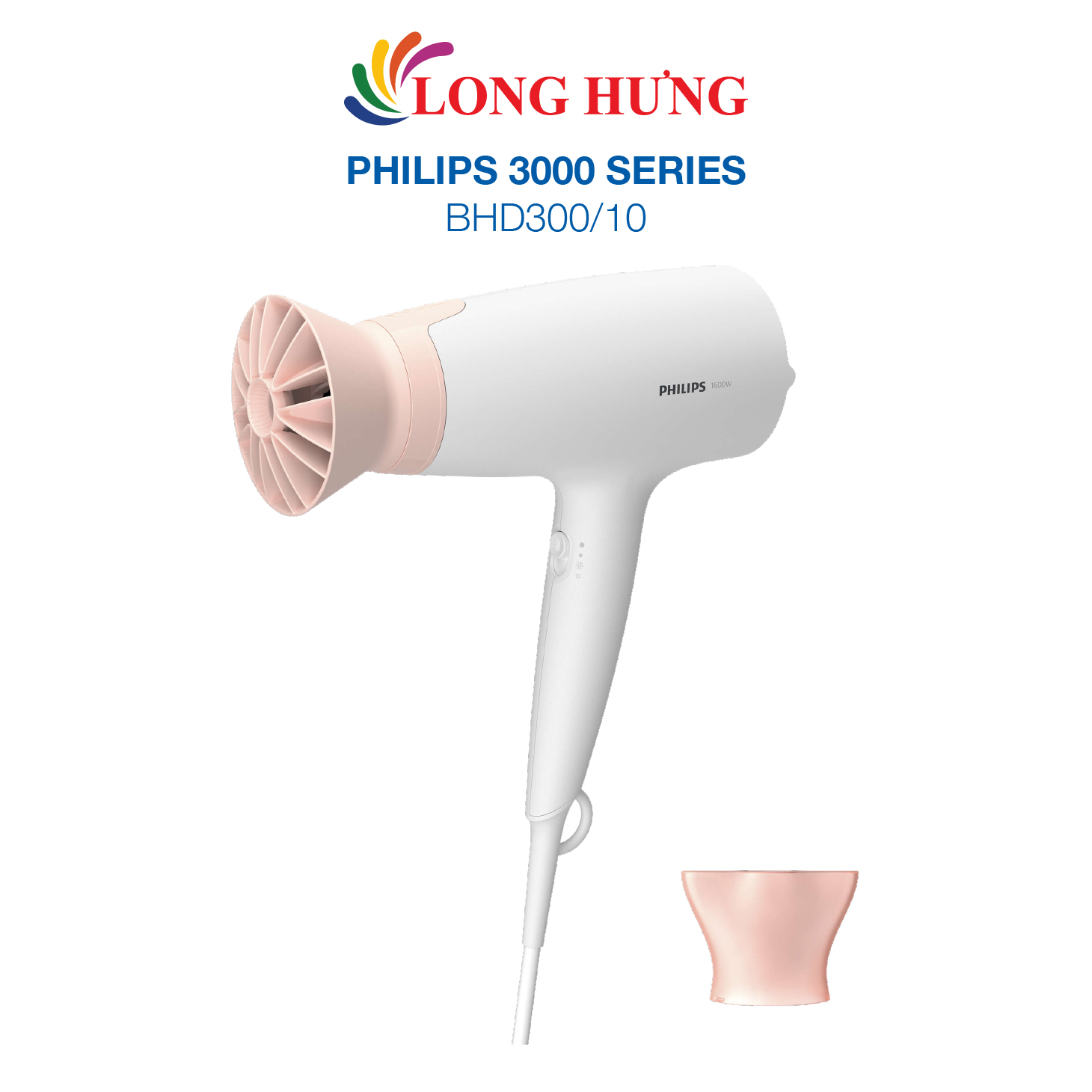 Máy sấy tóc Philips BHD300/10 - Hàng chính hãng - Kiểu dáng gọn nhẹ, bền bỉ cho cảm giác cầm nắm chắc chắn, chế độ sấy mát để hoàn thiện kiểu tóc