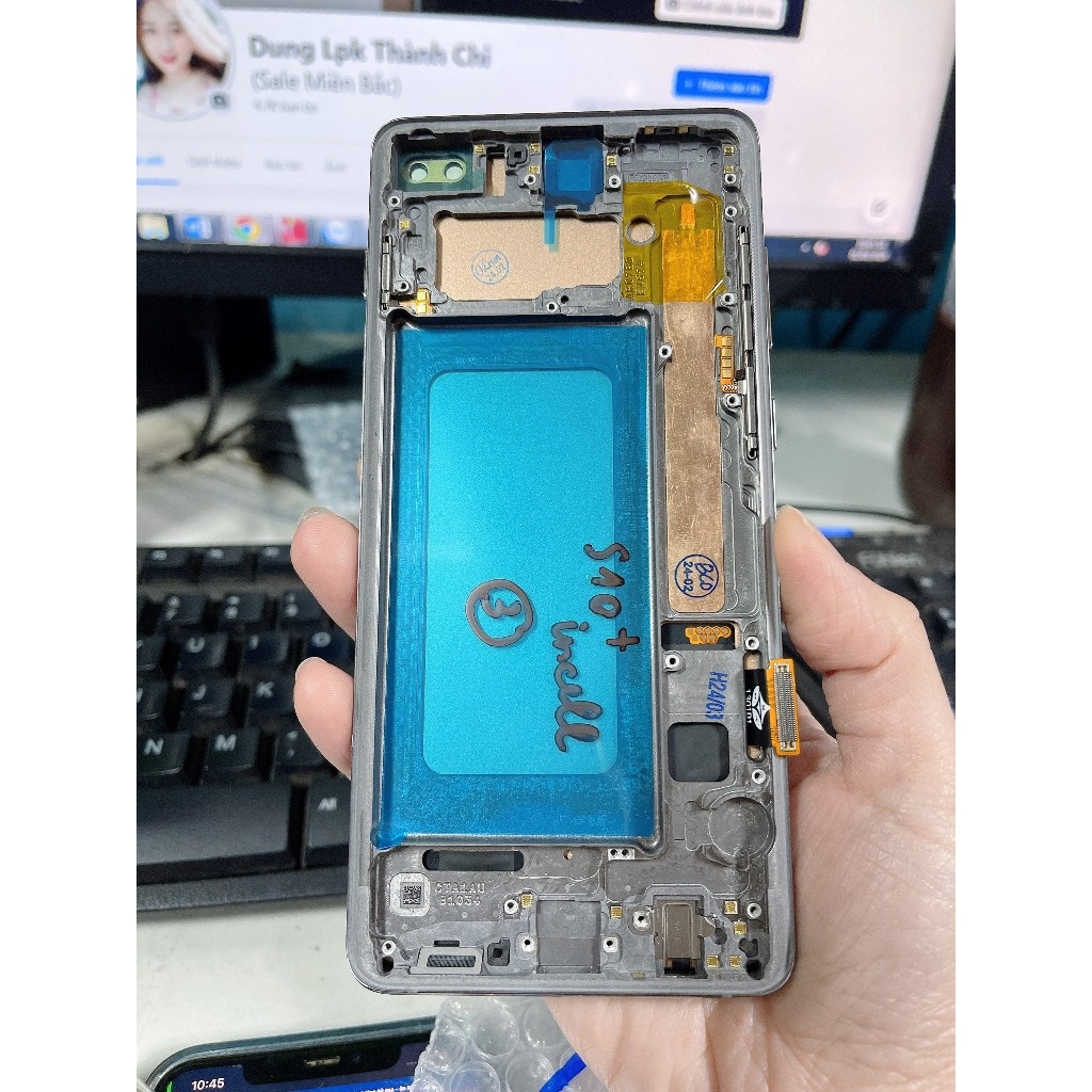Màn hình incell liền khung dùng thay thế cho máy điện thoại ss galaxy s10 plus 2019 / sm-g975f,màu đen