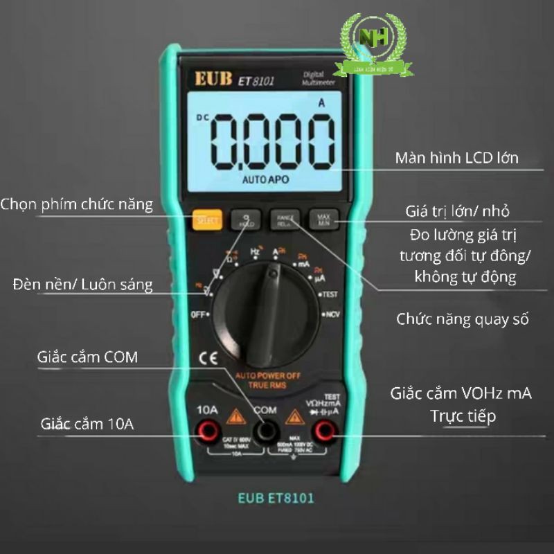 Đồng Hồ Điện Tử Vạn Năng EUB ET8101 Cao Cấp ( Kèm Pin + Dây Đo )