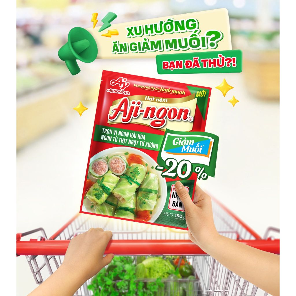 Combo 3 gói Hạt nêm Aji-ngon® Heo giảm muối 150g/gói - Hình ảnh 6