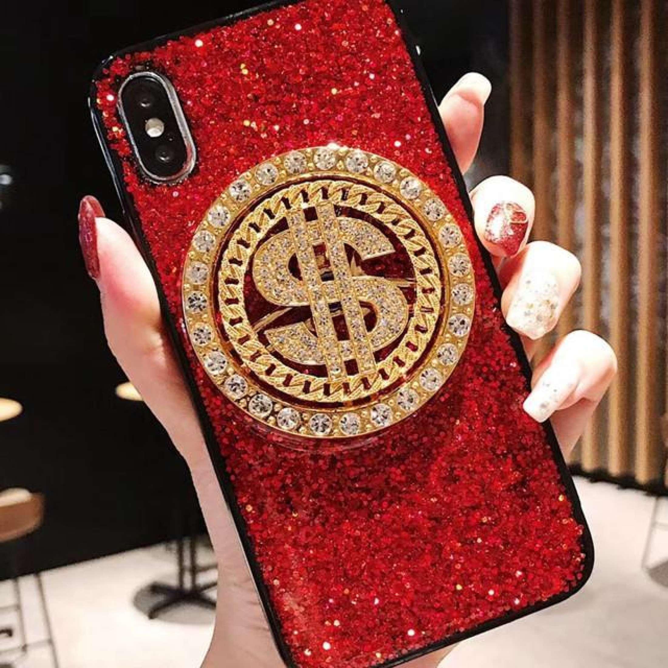 ỐP Lưng Iphone ( Tặng Dây Quấn Sạc, quấn Tai Nghe ) Hình Kim Tiền Viền Silicone
