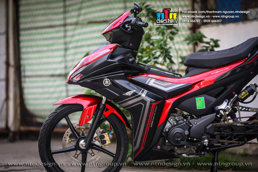 Tem rời Exciter 155 đỏ đen mẫu mới 2023 - họa tiết đơn giản - dễ dán