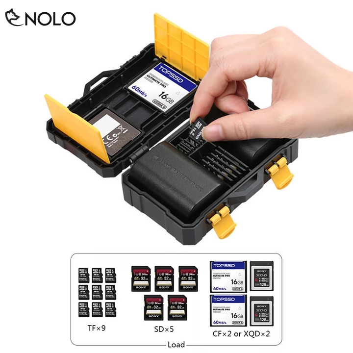 Hộp đựng lưu trữ bảo quản phụ kiện thẻ nhớ pin máy ảnh chống va đập chống thấm nước chất liệu nhựa abs