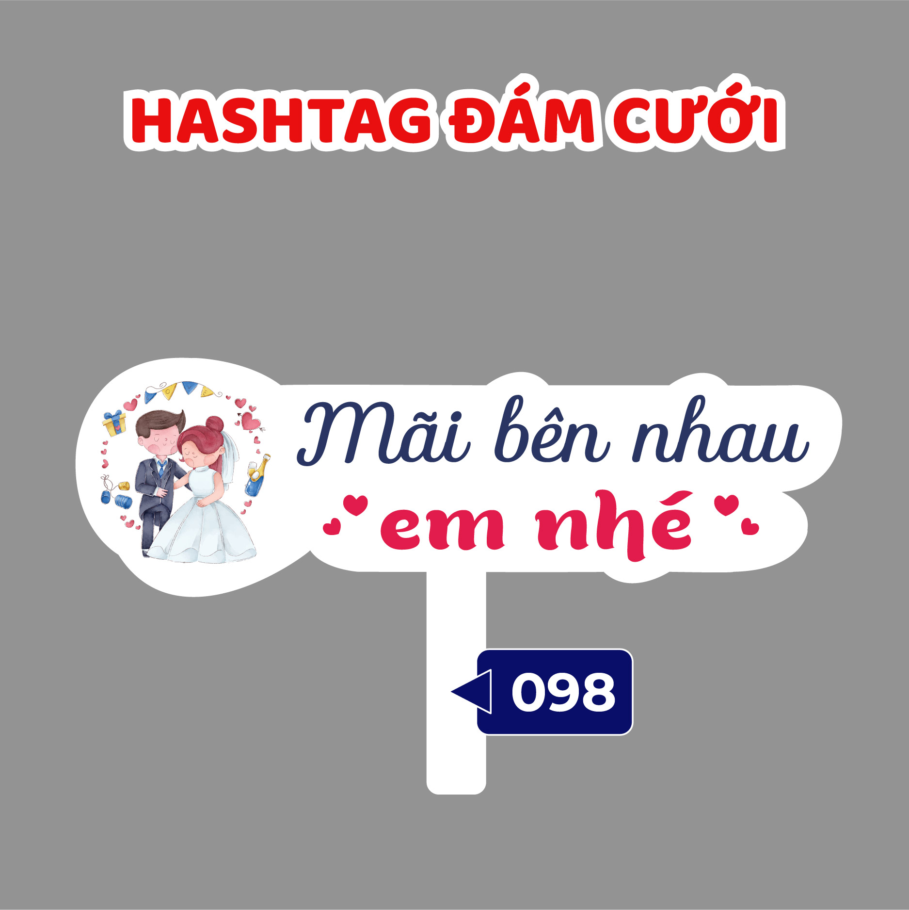Bảng hashtag cầm tay chụp hình đám cưới