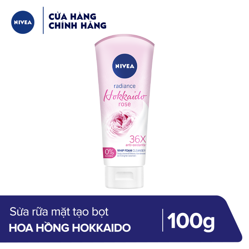 Sữa rửa mặt tạo bọt chiết xuất hoa hồng Nivea radiance Hokkaido rose 100g - 84984