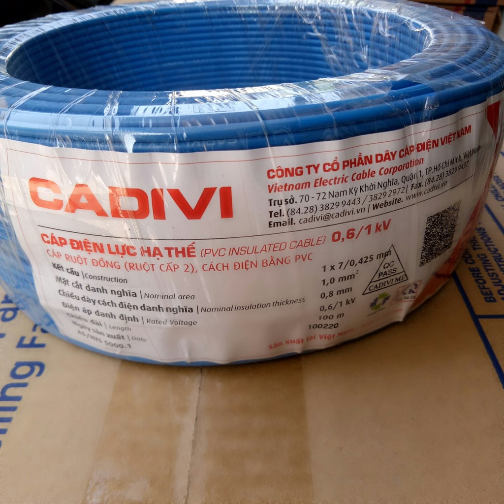 [CADIVI] Dây Điện Đôi [Cuộn 100m] VCmd / 2x1.0 (mm)