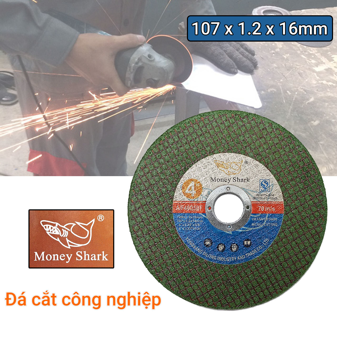 Đá cắt sắt, inox money shark 107 x 1.2 x 16mm
