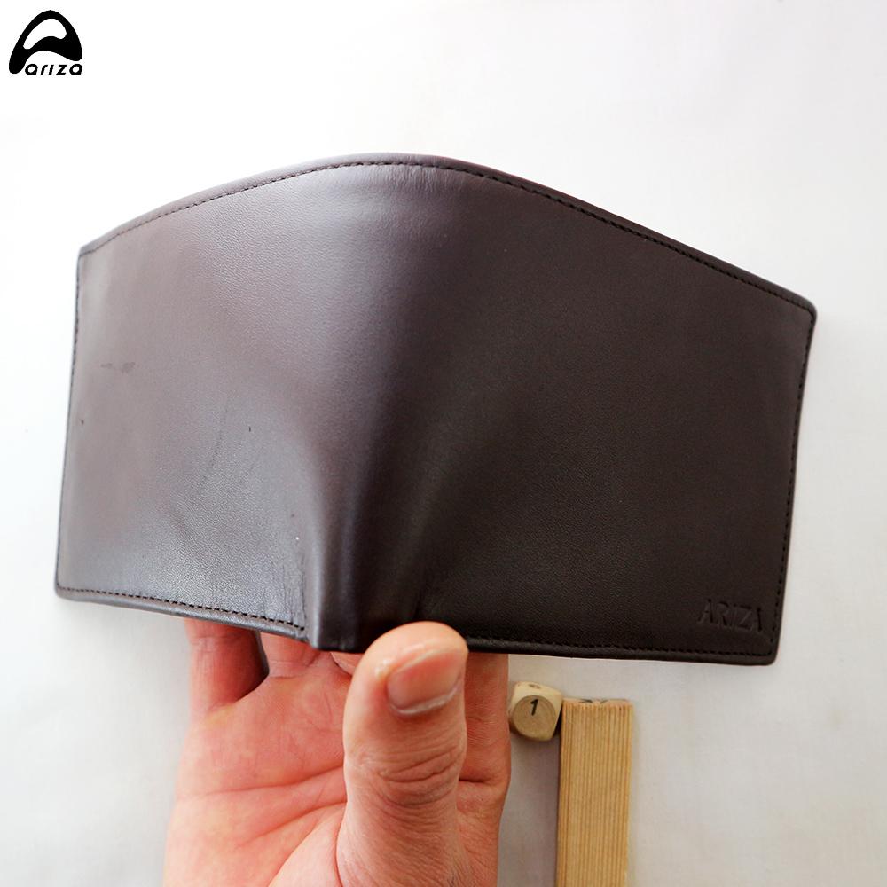 Bóp ví nam đứng trơn đen da bò thật (100%) Ariza ( PHAT TIEN SHOP )