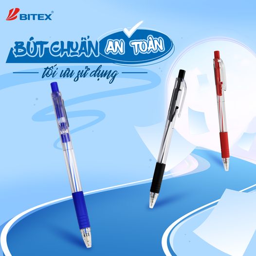 Bút bi Bitex mực xanh / đen B03 ngòi 0.5mm (1 cây)