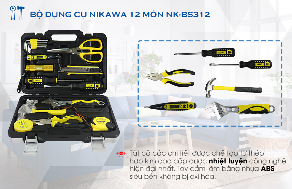 Bộ dụng cụ Nikawa Tools 12 món NK-BS312 - BẢO HÀNH 36 THÁNG