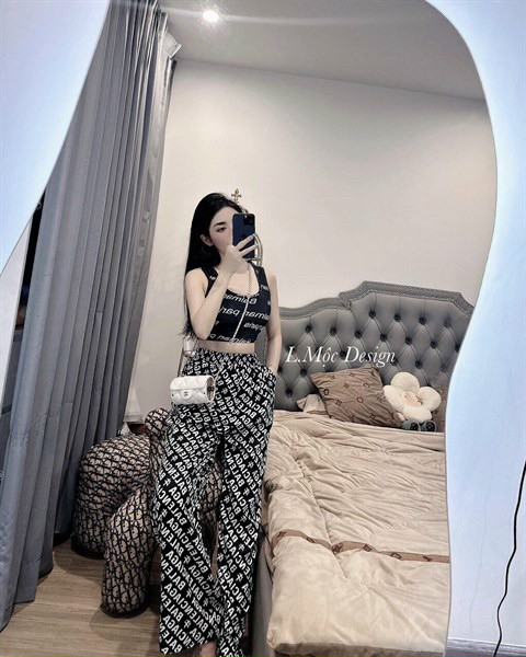Sét bộ nữ ,sét đồ nữ ,sét bộ đồ nữ 2 dây croptop mix quần ống rộng dài dạo phố ,mua sắm