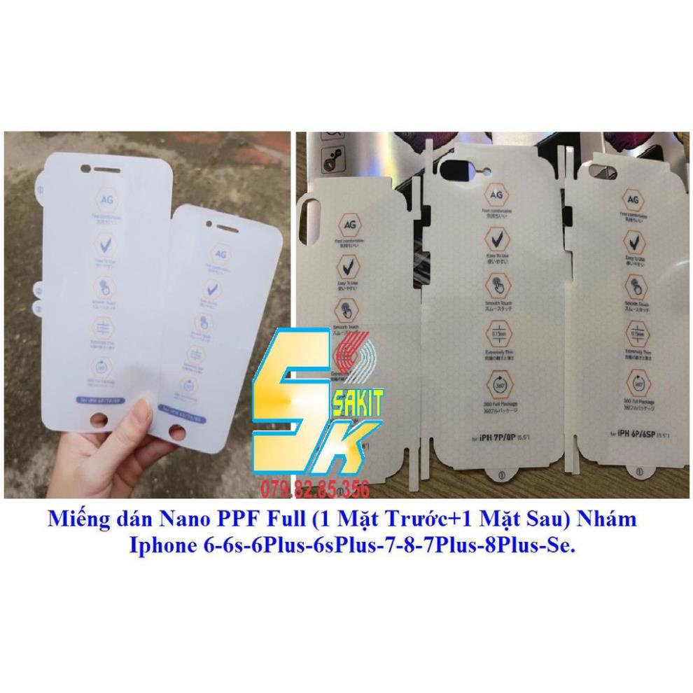 [HCM]Combo 2 Miếng dán Nano PPF Full (1 Mặt Trước+1 Mặt Sau) Nhám Iphone 6-6s-6 Plus-6sPlus-7-8-7 Plus-8 Plus-Se.