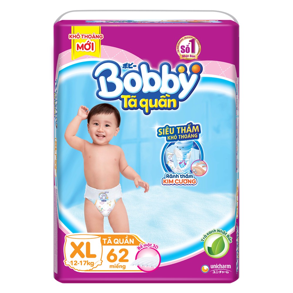 [Free ship] Bỉm tã quần Bobby XL 62 miếng (12-17kg)