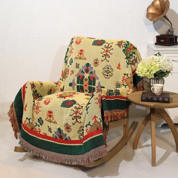 [Giảm giá sốc] Thảm trải sàn đa năng - Khăn phủ sofa họa tiết thổ cẩm được dệt 2 mặt cotton độc đáo nhiều kích thước