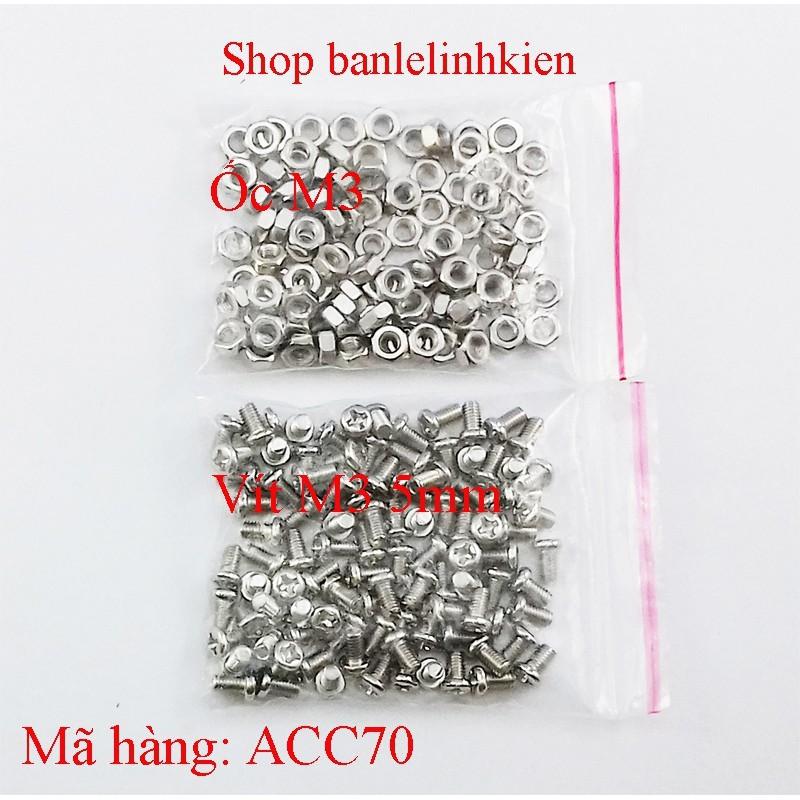 Ốc vít long đền cỡ M3 các loại độ dài tùy chọn [bộ gồm 10 ốc + 10 vít + 10 long đền]